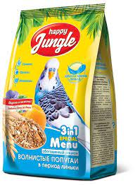 Корм для волнистых попугаев Happy Jungle  при линьке 500г 