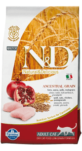 Фармина N&D Low Grain  (желтый лист) д/кош кастрированных Курица/Гранат 300г																											 