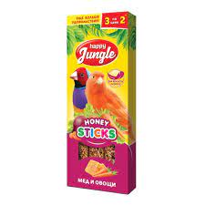 Лакомства для экзотичеких попугаев Happy Jungle Палочки мед/овощи 3шт 