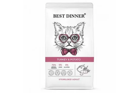  Best Dinner Эдалт Стерилизат с Индейкой и Картофелем (сухой корм д/кош) - 0,4 кг  