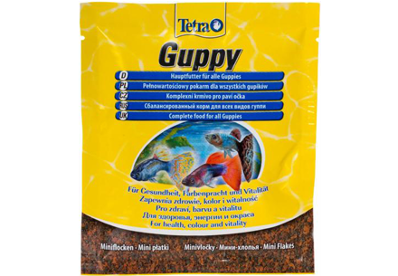 Корм "Tetra Guppy" (хлопья) для гуппи и других живородящих рыб.12гр